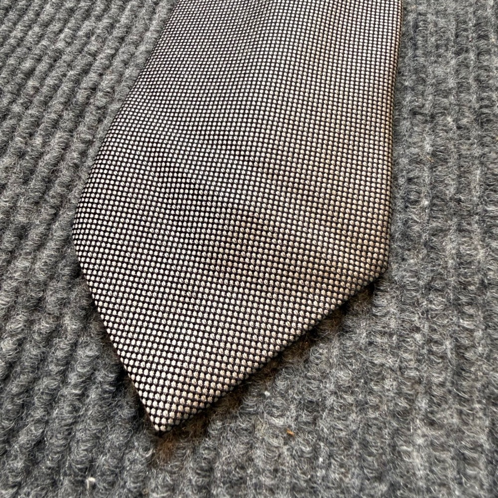 Vintage Forsyth of Canada Brown Silk Necktie Micro Check Geometric XL 61 Inch‎